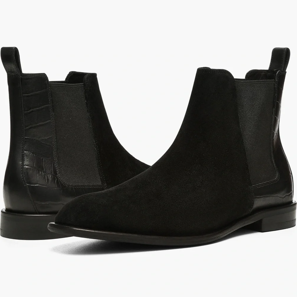 DONALD PLINER Calf Suede Chelsea Boot In black